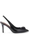 Kurt Geiger London Womens Black Belgravia Eagle-embellished Heeled Leather Slingbacks In Black