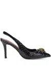 Kurt Geiger Snake-effect Belgravia Slingback Pumps In Black