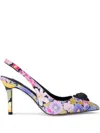 Kurt Geiger Womens  London Belgravia High Slingback Woven Heeled Courts In Purple