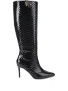 Kurt Geiger 85mm Belgravia Snake Print Boots In Black