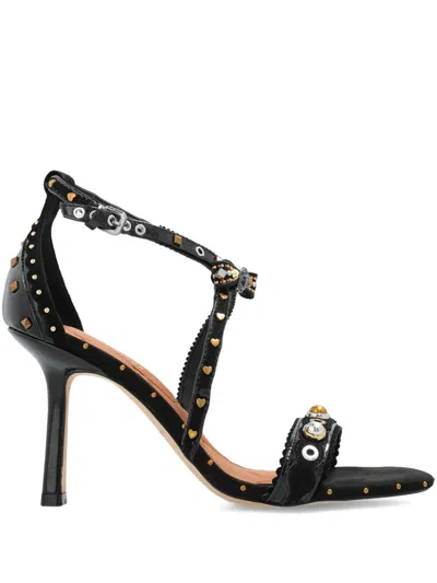 Kurt Geiger 89mm Bow Eyelet-embellished Sandals In Black