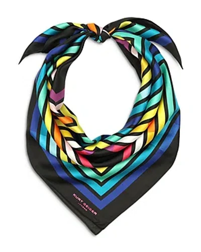 Kurt Geiger Abstract Square Large Silk Scarf In Multi