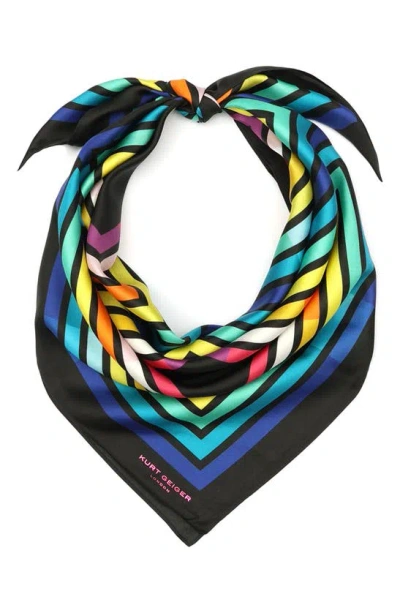 Kurt Geiger Abstract Square Large Silk Scarf In Multi