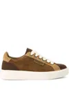 Kurt Geiger Albion Suede Panelled Lace-up Sneakers In Brown