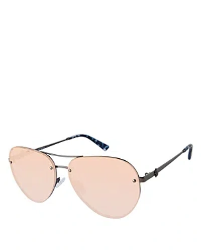 Kurt Geiger Aviator Sunglasses, 60mm In Black/pink Solid