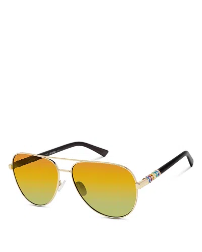Kurt Geiger Aviator Sunglasses, 63mm In Yellow