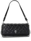 Kurt Geiger Quilted Black Handbag With Decorative Clasp And Chain Strap In Gray