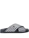 Kurt Geiger Baron Chevron-patterned Slide Sandals In Blue