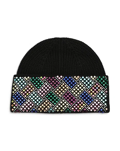 Kurt Geiger Basketweave Crystal Beanie In Black