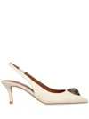 Kurt Geiger London Womens Bone Belgravia Eagle-embellished Leather Heeled Slingbacks In Neutrals