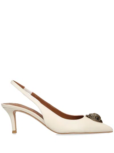 Kurt Geiger London Womens Bone Belgravia Eagle-embellished Leather Heeled Slingbacks In Cream