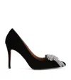 Kurt Geiger Belgravia Bow Velvet Pointed Toe Pump In Black