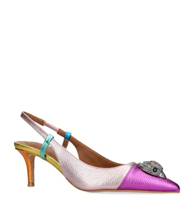 Kurt Geiger Belgravia Eagle Head-embellished Sling-back Leather Heeled Courts In Mult/other