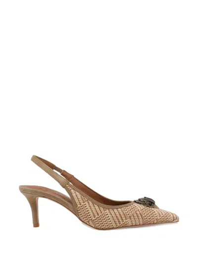 Kurt Geiger Belgravia Eagle-plaque Slingback Pumps In Neutral