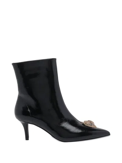 Kurt Geiger Belgravia Plaque-detail Ankle Boots In Black