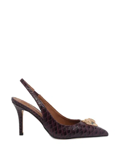 Kurt Geiger Belgravia Snake-print Slingback Pumps In Brown