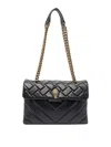 Kurt Geiger Quilted Calf Leather Shoulder Bag With Gold-tone Clasp In Black