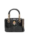 Kurt Geiger London Mini Square Kensington Croc Embossed Leather Top Handle Bag In Black