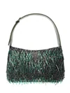 Kurt Geiger Bond Sequin-embellished Fringe Shoulder Bag In Green