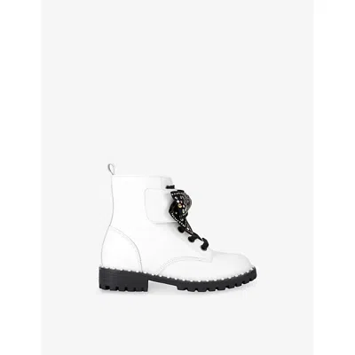 Kurt Geiger Kids' S' Kensington Bow Leather Ankle Boots Bone Eur 30 / 12 Uk In White