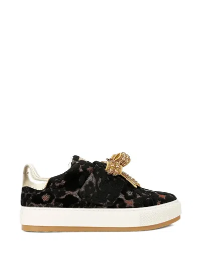 Kurt Geiger Bow-embellished Sneakers In Brown