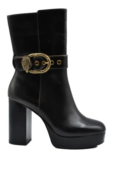Kurt Geiger Brown Flat Shoes With Decorative Buckle And Platform Sole In Black