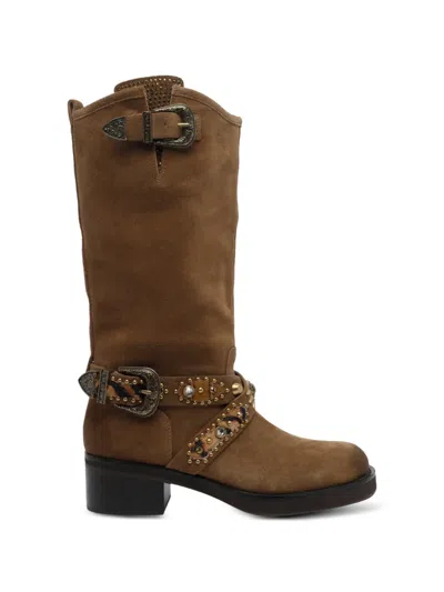 Kurt Geiger Buckle-detail Western Boots In Brown