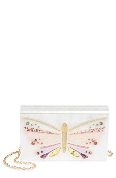 Kurt Geiger Butterfly Embellished Clutch In White