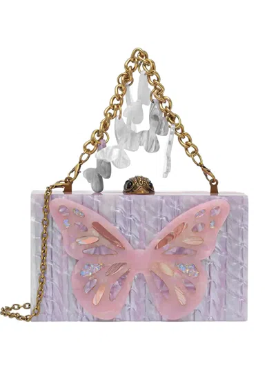 Kurt Geiger Butterfly-embellished Eagle-head Clutch Bag In Neutral