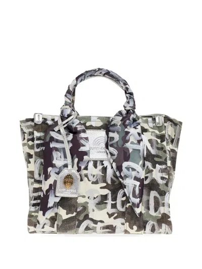 Kurt Geiger Camouflage Lettering Tote Bag In Green