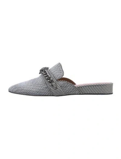 Pre-owned Kurt Geiger Canvas Houndstooth Print Mules In Black
