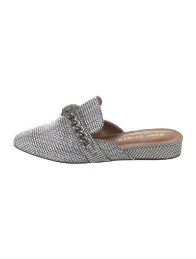 Pre-owned Kurt Geiger Canvas Houndstooth Print Mules In Black