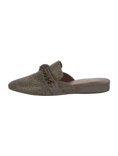 Pre-owned Kurt Geiger Canvas Houndstooth Print Mules In Brown