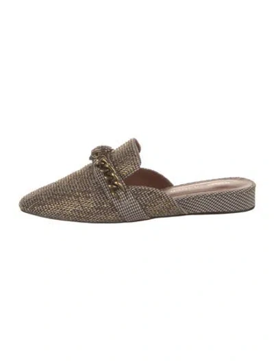 Pre-owned Kurt Geiger Canvas Printed Mules In Brown