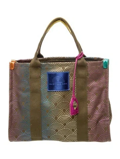 Pre-owned Kurt Geiger Canvas Tote In Green