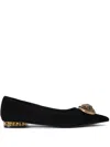Kurt Geiger Suede Chelsea Pointed Ballet Flats In Black