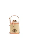 Kurt Geiger London Small Chelsea Round Woven Bucket Bag In Neutrals