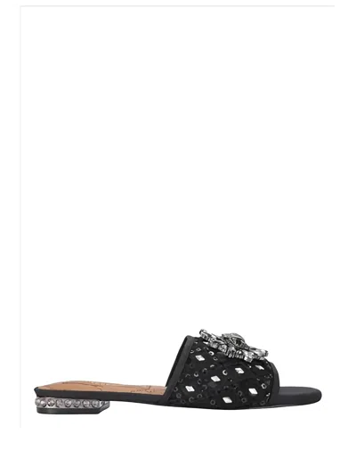 Kurt Geiger Chelsea Crystal-embellished Flat Sandals In Multi