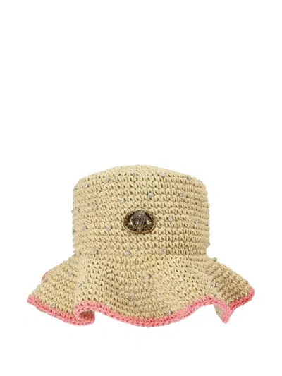 Kurt Geiger Chelsea Crystal-embellished Bucket Hat In Neutral