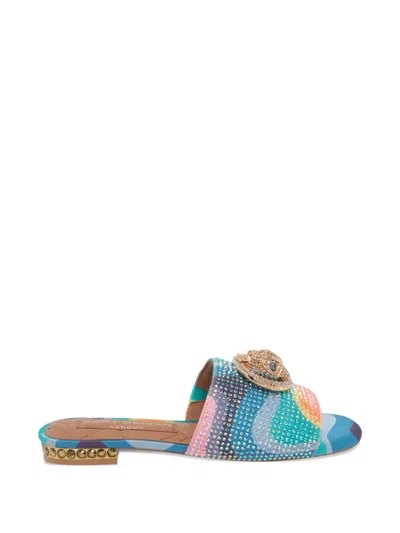 Kurt Geiger Chelsea Crystal-embellishment Logo Sandals In Blue