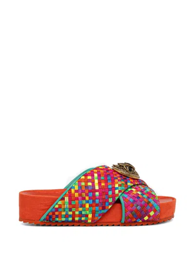 Kurt Geiger Chelsea Eagle-head Woven Sandals In Orange