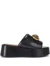Kurt Geiger Chelsea Flatform Mules In Black