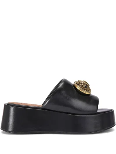 Kurt Geiger Chelsea Flatform Mules In Black