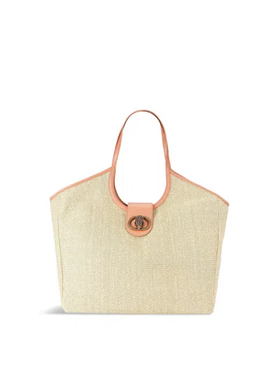 Kurt Geiger London Large Chelsea Woven Tote Bag In Open Beige