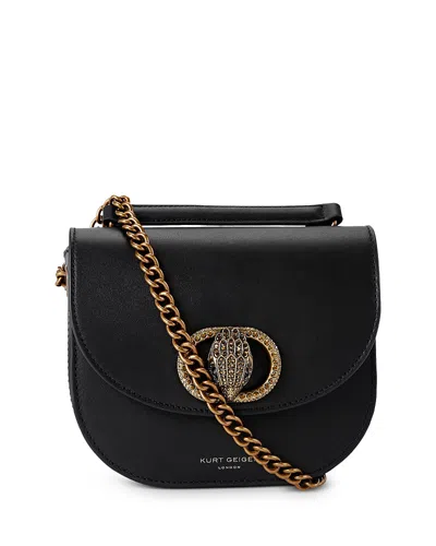 Kurt Geiger Chelsea Mini Leather Saddle Bag In Black