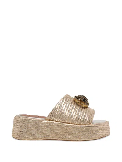 Kurt Geiger Chelsea Platform Mules In Gold