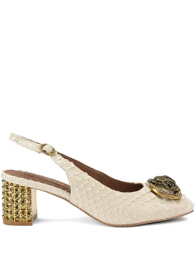 Kurt Geiger Chelsea Slingback Leather Pumps In Neutral