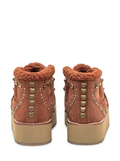Kurt Geiger Chic Leather Ankle Boots With Studded Detail In Brown