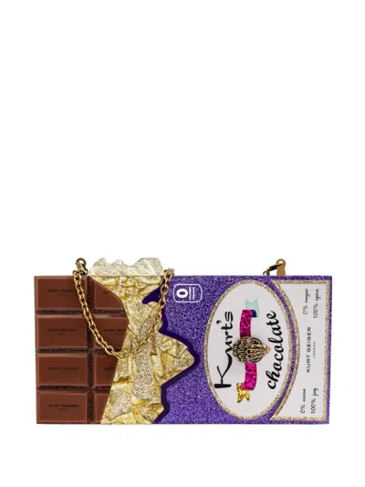 Kurt Geiger Chocolate-bar Glitter Clutch In Purple