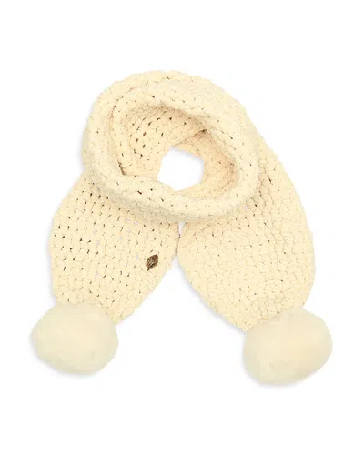Kurt Geiger Chunky Chenille Pom Scarf In Bone